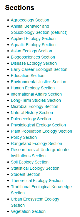 Ecology Groups from the Ecological Society of America