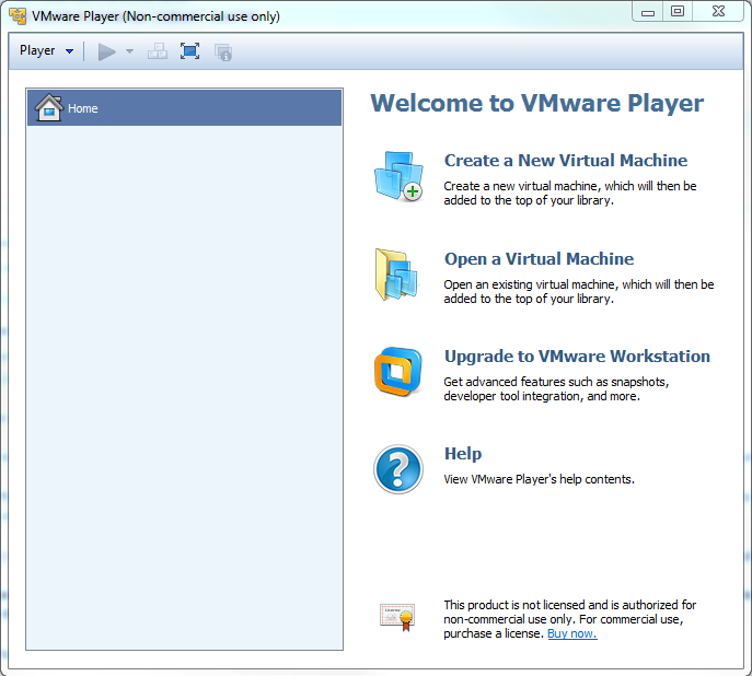VMWare player opening screen.PNG